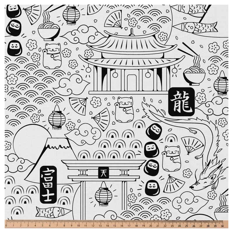 Printed Cotton DOMOSAN White / Black